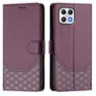 For T-Mobile Revvl 7 Honeycomb Embossing RFID Leather Phone Case(Violet) - 2