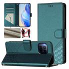 For T-Mobile Revvl 7 Pro Honeycomb Embossing RFID Leather Phone Case(Peacock Green) - 1