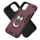 For iPhone 12 mini 2 in 1 Armour Series PC + TPU Protective Case with Ring Holder(Wnie Red) - 2
