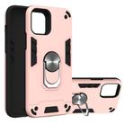 For iPhone 12 / 12 Pro 2 in 1 Armour Series PC + TPU Protective Case with Ring Holder(Rose Gold) - 1