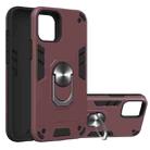 For iPhone 12 / 12 Pro 2 in 1 Armour Series PC + TPU Protective Case with Ring Holder(Wnie Red) - 1