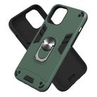 For iPhone 12 Pro Max 2 in 1 Armour Series PC + TPU Protective Case with Ring Holder(Dark Green) - 2