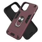 For iPhone 12 Pro Max 2 in 1 Armour Series PC + TPU Protective Case with Ring Holder(Wnie Red) - 2