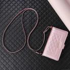 For iPhone 16 Pro Max Crossbody Zipper Wallet Rhombus Leather Phone Case(Rose Gold) - 2