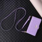 For iPhone 16 Pro Max Crossbody Zipper Wallet Rhombus Leather Phone Case(Purple) - 2