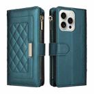 For iPhone 16 Pro Max Crossbody Zipper Wallet Rhombus Leather Phone Case(Green) - 3