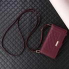 For iPhone 16 Pro Max Crossbody Zipper Wallet Rhombus Leather Phone Case(Wine Red) - 2