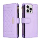 For iPhone 16 Pro Crossbody Zipper Wallet Rhombus Leather Phone Case(Purple) - 3