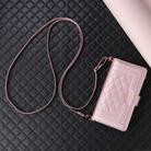 For iPhone 16 Plus Crossbody Zipper Wallet Rhombus Leather Phone Case(Rose Gold) - 2