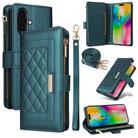 For iPhone 16 Plus Crossbody Zipper Wallet Rhombus Leather Phone Case(Green) - 1