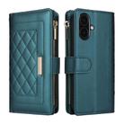 For iPhone 16 Plus Crossbody Zipper Wallet Rhombus Leather Phone Case(Green) - 3