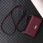 For iPhone 16 Crossbody Zipper Wallet Rhombus Leather Phone Case(Wine Red) - 2