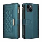 For iPhone 15 Plus / 14 Plus Crossbody Zipper Wallet Rhombus Leather Phone Case(Green) - 3