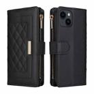 For iPhone 14 / 13 Crossbody Zipper Wallet Rhombus Leather Phone Case(Black) - 3