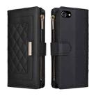 For iPhone 7 / 8 / SE 2022 Crossbody Zipper Wallet Rhombus Leather Phone Case(Black) - 3