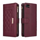For iPhone 7 / 8 / SE 2022 Crossbody Zipper Wallet Rhombus Leather Phone Case(Wine Red) - 3