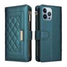 For iPhone 13 Pro Crossbody Zipper Wallet Rhombus Leather Phone Case(Green) - 3