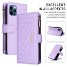 For iPhone 12 / 12 Pro Crossbody Zipper Wallet Rhombus Leather Phone Case(Purple) - 2