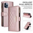 For iPhone 12 Pro Max Crossbody Zipper Wallet Rhombus Leather Phone Case(Rose Gold) - 2