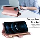 For iPhone 12 Pro Max Crossbody Zipper Wallet Rhombus Leather Phone Case(Rose Gold) - 3