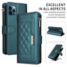 For iPhone 12 Pro Max Crossbody Zipper Wallet Rhombus Leather Phone Case(Green) - 2