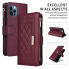 For iPhone 12 Pro Max Crossbody Zipper Wallet Rhombus Leather Phone Case(Wine Red) - 2