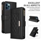 For iPhone 11 Pro Max Crossbody Zipper Wallet Rhombus Leather Phone Case(Black) - 2