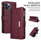 For iPhone 11 Pro Max Crossbody Zipper Wallet Rhombus Leather Phone Case(Wine Red) - 2