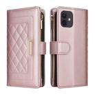 For iPhone 11 Crossbody Zipper Wallet Rhombus Leather Phone Case(Rose Gold) - 3