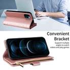 For iPhone 11 Pro Crossbody Zipper Wallet Rhombus Leather Phone Case(Rose Gold) - 3