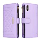 For iPhone X / XS Crossbody Zipper Wallet Rhombus Leather Phone Case(Purple) - 3