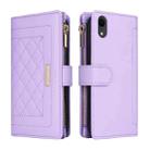 For iPhone XR Crossbody Zipper Wallet Rhombus Leather Phone Case(Purple) - 3