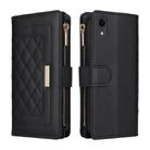 For iPhone XR Crossbody Zipper Wallet Rhombus Leather Phone Case(Black) - 3