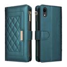 For iPhone XR Crossbody Zipper Wallet Rhombus Leather Phone Case(Green) - 3