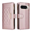 For Google Pixel 9 / 9 Pro Crossbody Zipper Wallet Rhombus Leather Phone Case(Rose Gold) - 3