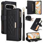 For Google Pixel 9 / 9 Pro Crossbody Zipper Wallet Rhombus Leather Phone Case(Black) - 1