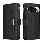 For Google Pixel 9 / 9 Pro Crossbody Zipper Wallet Rhombus Leather Phone Case(Black) - 3