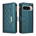 For Google Pixel 9 / 9 Pro Crossbody Zipper Wallet Rhombus Leather Phone Case(Green) - 3