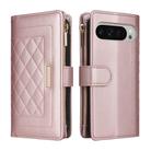 For Google Pixel 9 Pro XL Crossbody Zipper Wallet Rhombus Leather Phone Case(Rose Gold) - 3