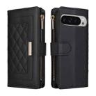 For Google Pixel 9 Pro XL Crossbody Zipper Wallet Rhombus Leather Phone Case(Black) - 3