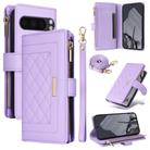 For Google Pixel 8 Pro Crossbody Zipper Wallet Rhombus Leather Phone Case(Purple) - 1