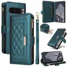 For Google Pixel 8 Pro Crossbody Zipper Wallet Rhombus Leather Phone Case(Green) - 1