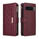 For Google Pixel 8 Pro Crossbody Zipper Wallet Rhombus Leather Phone Case(Wine Red) - 3