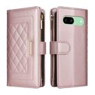 For Google Pixel 8a Crossbody Zipper Wallet Rhombus Leather Phone Case(Rose Gold) - 3