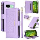 For Google Pixel 8a Crossbody Zipper Wallet Rhombus Leather Phone Case(Purple) - 1