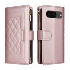 For Google Pixel 8 Crossbody Zipper Wallet Rhombus Leather Phone Case(Rose Gold) - 3