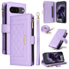 For Google Pixel 8 Crossbody Zipper Wallet Rhombus Leather Phone Case(Purple) - 1