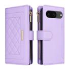 For Google Pixel 8 Crossbody Zipper Wallet Rhombus Leather Phone Case(Purple) - 3