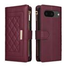 For Google Pixel 8 Crossbody Zipper Wallet Rhombus Leather Phone Case(Wine Red) - 3