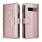 For Google Pixel 7 Crossbody Zipper Wallet Rhombus Leather Phone Case(Rose Gold) - 3